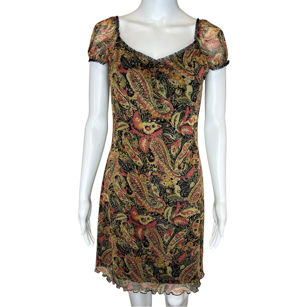 Y2K Xhilaration Stretch Sheer Paisley Dress S